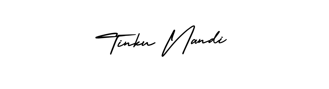 The best way (AmerikaSignatureDemo-Regular) to make a short signature is to pick only two or three words in your name. The name Tinku Nandi include a total of six letters. For converting this name. Tinku Nandi signature style 3 images and pictures png
