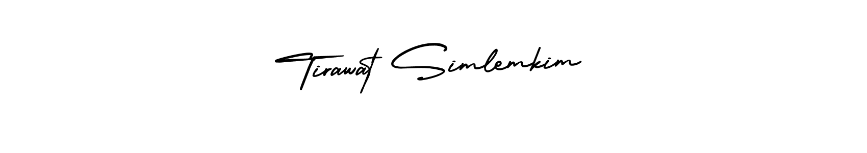 This is the best signature style for the Tirawat Simlemkim name. Also you like these signature font (AmerikaSignatureDemo-Regular). Mix name signature. Tirawat Simlemkim signature style 3 images and pictures png