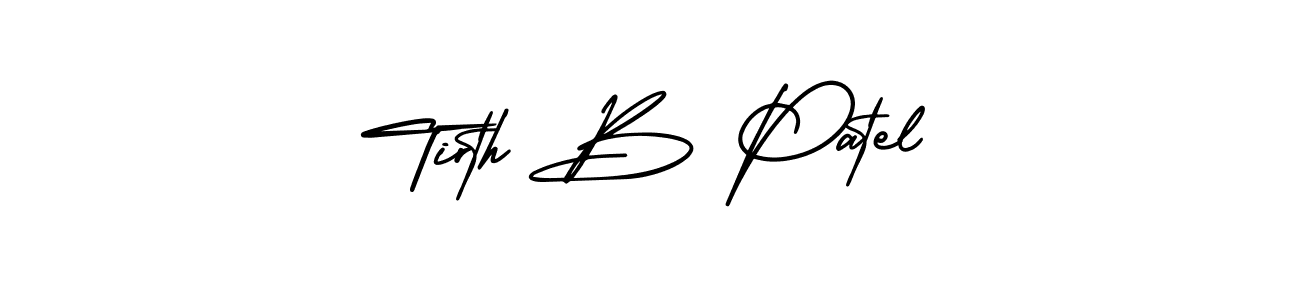 This is the best signature style for the Tirth B Patel name. Also you like these signature font (AmerikaSignatureDemo-Regular). Mix name signature. Tirth B Patel signature style 3 images and pictures png