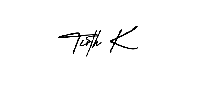 Tirth K stylish signature style. Best Handwritten Sign (AmerikaSignatureDemo-Regular) for my name. Handwritten Signature Collection Ideas for my name Tirth K. Tirth K signature style 3 images and pictures png