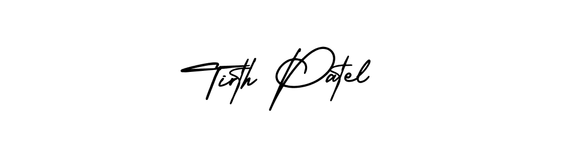 The best way (AmerikaSignatureDemo-Regular) to make a short signature is to pick only two or three words in your name. The name Tirth Patel include a total of six letters. For converting this name. Tirth Patel signature style 3 images and pictures png