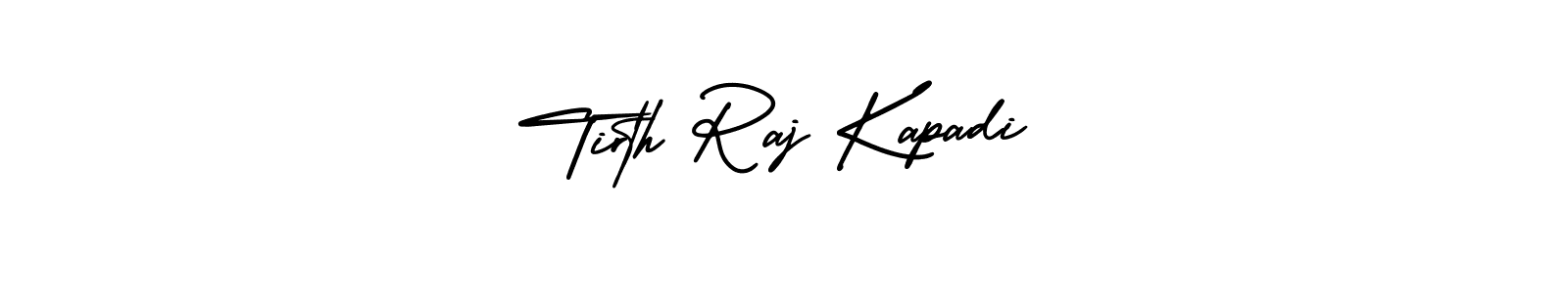 The best way (AmerikaSignatureDemo-Regular) to make a short signature is to pick only two or three words in your name. The name Tirth Raj Kapadi include a total of six letters. For converting this name. Tirth Raj Kapadi signature style 3 images and pictures png