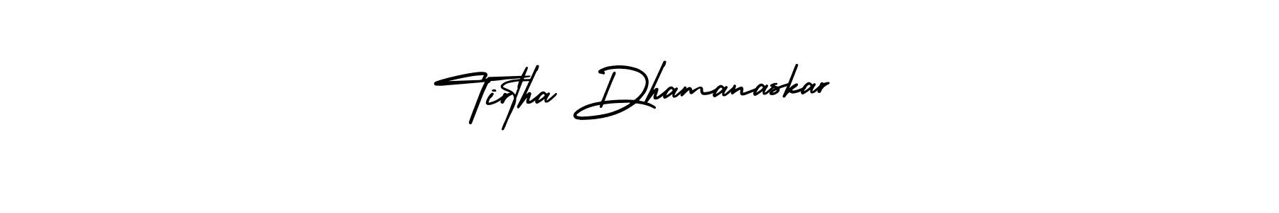 if you are searching for the best signature style for your name Tirtha Dhamanaskar. so please give up your signature search. here we have designed multiple signature styles  using AmerikaSignatureDemo-Regular. Tirtha Dhamanaskar signature style 3 images and pictures png