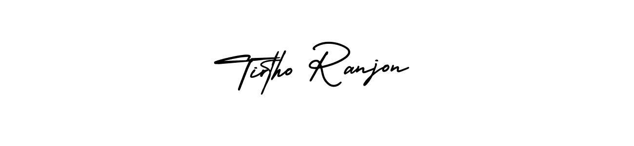 You should practise on your own different ways (AmerikaSignatureDemo-Regular) to write your name (Tirtho Ranjon) in signature. don't let someone else do it for you. Tirtho Ranjon signature style 3 images and pictures png