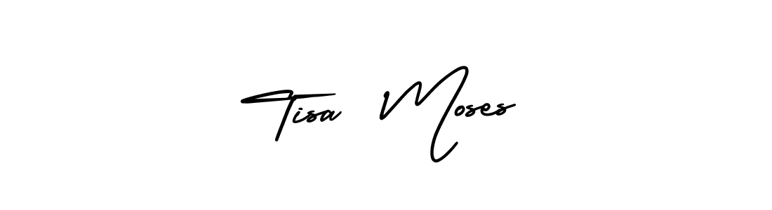 You should practise on your own different ways (AmerikaSignatureDemo-Regular) to write your name (Tisa  Moses) in signature. don't let someone else do it for you. Tisa  Moses signature style 3 images and pictures png