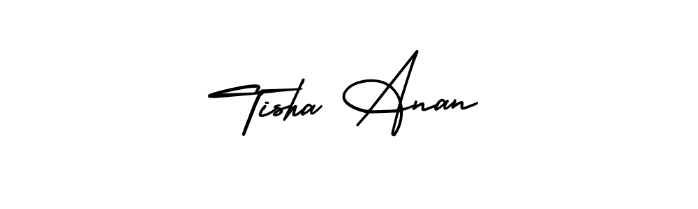 This is the best signature style for the Tisha Anan name. Also you like these signature font (AmerikaSignatureDemo-Regular). Mix name signature. Tisha Anan signature style 3 images and pictures png