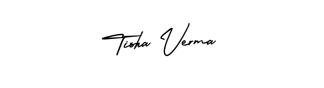 AmerikaSignatureDemo-Regular is a professional signature style that is perfect for those who want to add a touch of class to their signature. It is also a great choice for those who want to make their signature more unique. Get Tisha Verma name to fancy signature for free. Tisha Verma signature style 3 images and pictures png