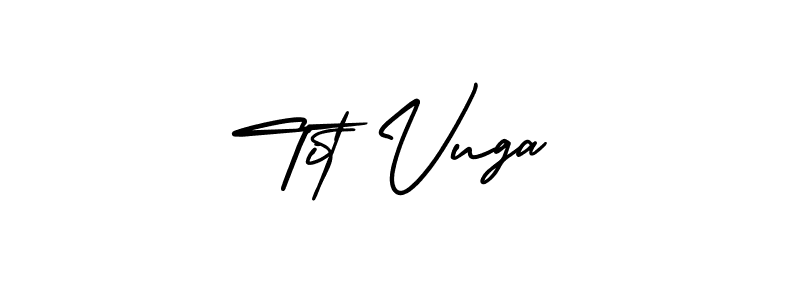 The best way (AmerikaSignatureDemo-Regular) to make a short signature is to pick only two or three words in your name. The name Tit Vuga include a total of six letters. For converting this name. Tit Vuga signature style 3 images and pictures png