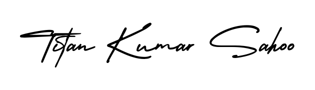 You should practise on your own different ways (AmerikaSignatureDemo-Regular) to write your name (Titan Kumar Sahoo) in signature. Don't let someone else do it for you. Titan Kumar Sahoo signature style 3 images and pictures png
