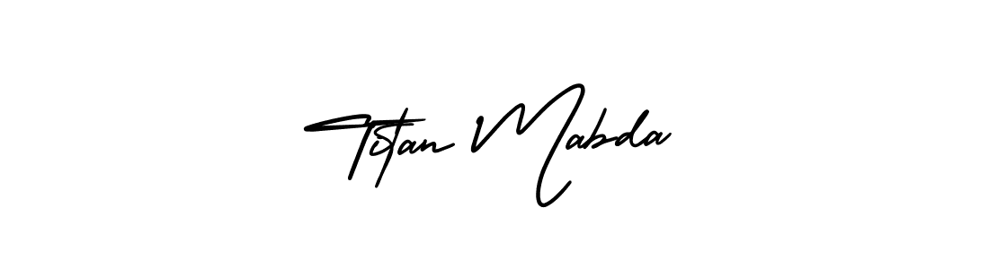 You should practise on your own different ways (AmerikaSignatureDemo-Regular) to write your name (Titan Mabda) in signature. don't let someone else do it for you. Titan Mabda signature style 3 images and pictures png