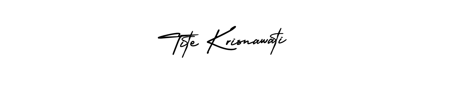 This is the best signature style for the Tite Krisnawati name. Also you like these signature font (AmerikaSignatureDemo-Regular). Mix name signature. Tite Krisnawati signature style 3 images and pictures png