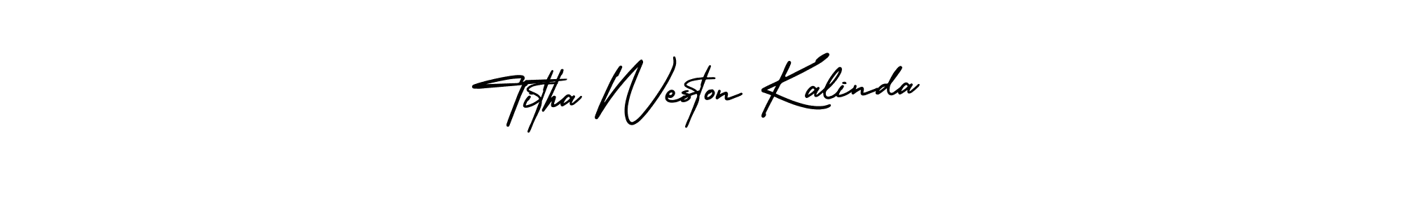Make a short Titha Weston Kalinda signature style. Manage your documents anywhere anytime using AmerikaSignatureDemo-Regular. Create and add eSignatures, submit forms, share and send files easily. Titha Weston Kalinda signature style 3 images and pictures png