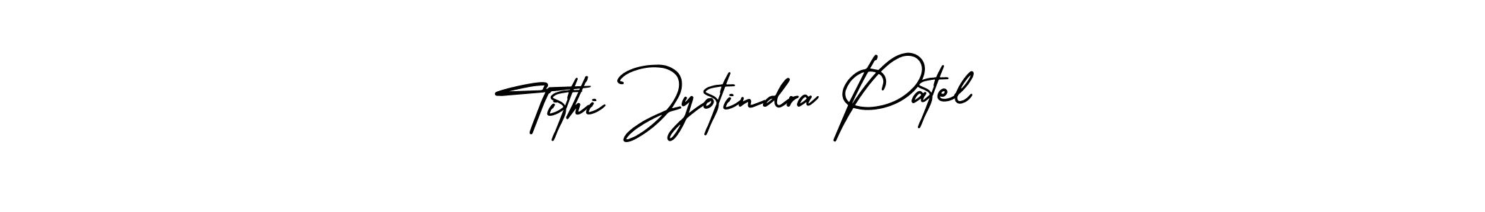 The best way (AmerikaSignatureDemo-Regular) to make a short signature is to pick only two or three words in your name. The name Tithi Jyotindra Patel include a total of six letters. For converting this name. Tithi Jyotindra Patel signature style 3 images and pictures png