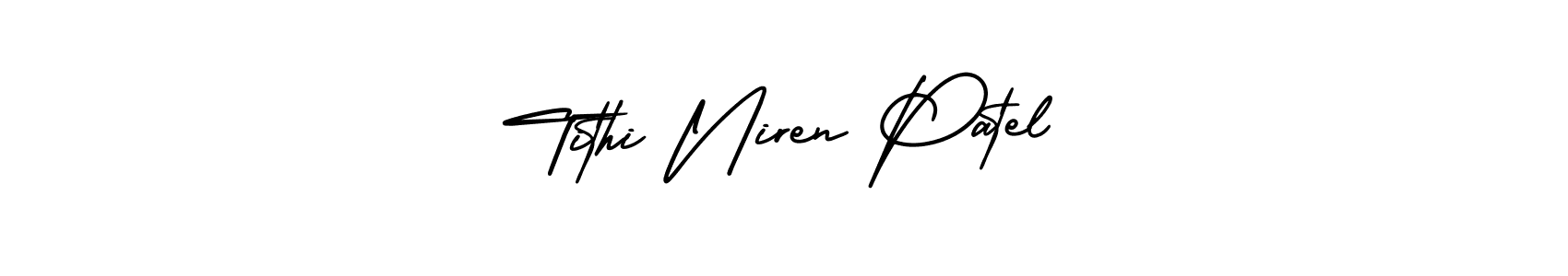 Make a beautiful signature design for name Tithi Niren Patel. With this signature (AmerikaSignatureDemo-Regular) style, you can create a handwritten signature for free. Tithi Niren Patel signature style 3 images and pictures png