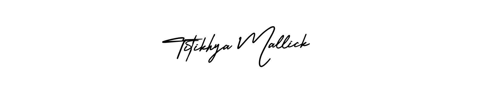 The best way (AmerikaSignatureDemo-Regular) to make a short signature is to pick only two or three words in your name. The name Titikhya Mallick include a total of six letters. For converting this name. Titikhya Mallick signature style 3 images and pictures png