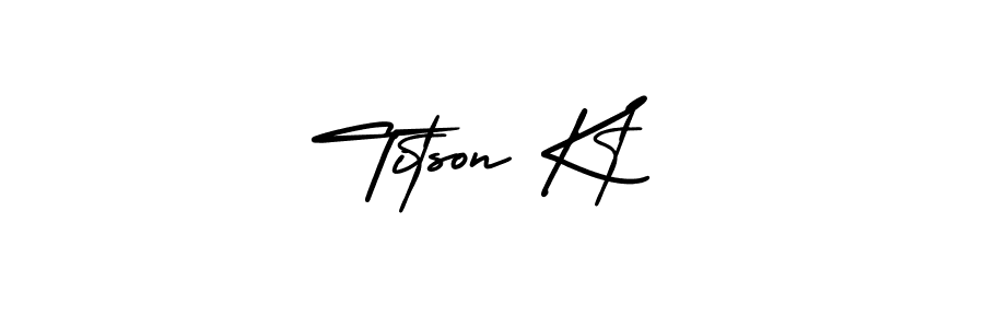 Use a signature maker to create a handwritten signature online. With this signature software, you can design (AmerikaSignatureDemo-Regular) your own signature for name Titson Kt. Titson Kt signature style 3 images and pictures png