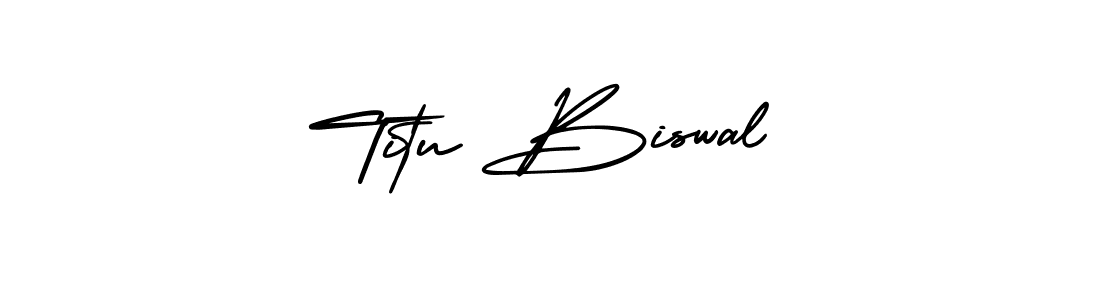 Titu Biswal stylish signature style. Best Handwritten Sign (AmerikaSignatureDemo-Regular) for my name. Handwritten Signature Collection Ideas for my name Titu Biswal. Titu Biswal signature style 3 images and pictures png