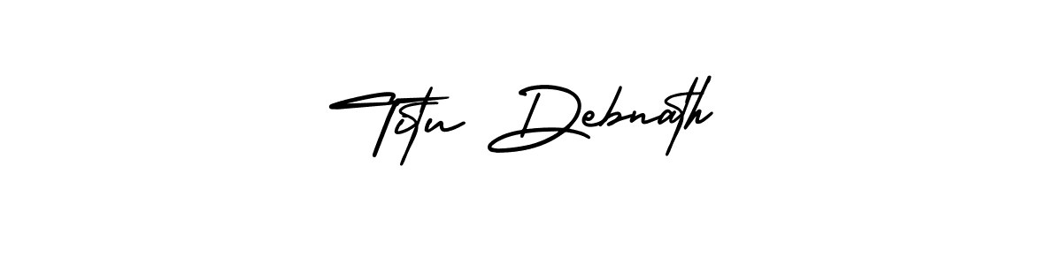 How to make Titu Debnath name signature. Use AmerikaSignatureDemo-Regular style for creating short signs online. This is the latest handwritten sign. Titu Debnath signature style 3 images and pictures png