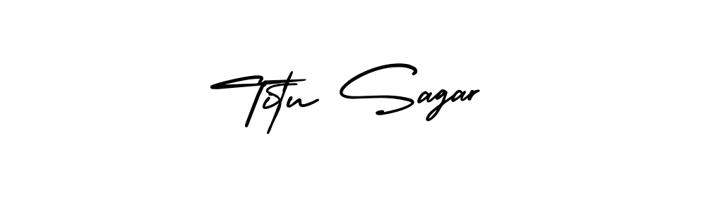 How to make Titu Sagar name signature. Use AmerikaSignatureDemo-Regular style for creating short signs online. This is the latest handwritten sign. Titu Sagar signature style 3 images and pictures png