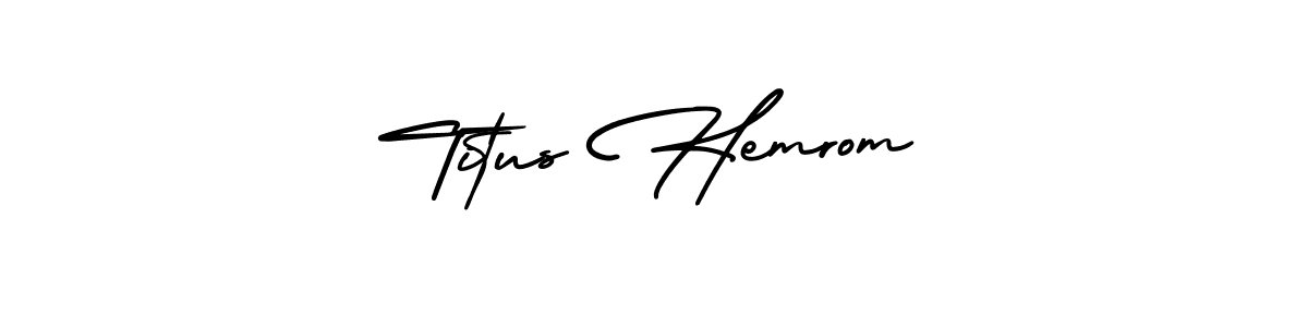 Design your own signature with our free online signature maker. With this signature software, you can create a handwritten (AmerikaSignatureDemo-Regular) signature for name Titus Hemrom. Titus Hemrom signature style 3 images and pictures png
