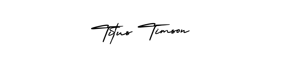 You should practise on your own different ways (AmerikaSignatureDemo-Regular) to write your name (Titus Timson) in signature. don't let someone else do it for you. Titus Timson signature style 3 images and pictures png