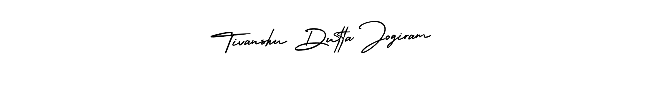 You should practise on your own different ways (AmerikaSignatureDemo-Regular) to write your name (Tivanshu Dutta Jogiram) in signature. don't let someone else do it for you. Tivanshu Dutta Jogiram signature style 3 images and pictures png
