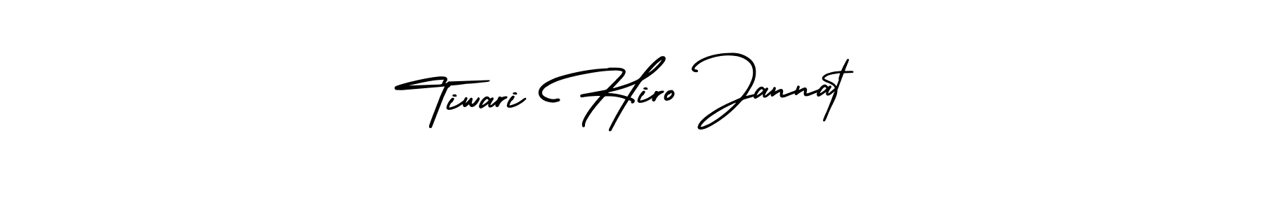 You should practise on your own different ways (AmerikaSignatureDemo-Regular) to write your name (Tiwari Hiro Jannat) in signature. don't let someone else do it for you. Tiwari Hiro Jannat signature style 3 images and pictures png