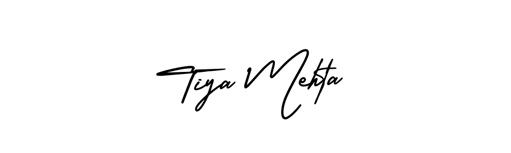 How to make Tiya Mehta name signature. Use AmerikaSignatureDemo-Regular style for creating short signs online. This is the latest handwritten sign. Tiya Mehta signature style 3 images and pictures png