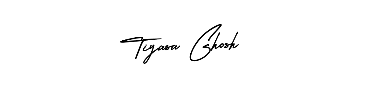 You should practise on your own different ways (AmerikaSignatureDemo-Regular) to write your name (Tiyasa Ghosh) in signature. don't let someone else do it for you. Tiyasa Ghosh signature style 3 images and pictures png