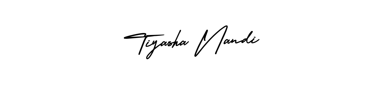 This is the best signature style for the Tiyasha Nandi name. Also you like these signature font (AmerikaSignatureDemo-Regular). Mix name signature. Tiyasha Nandi signature style 3 images and pictures png