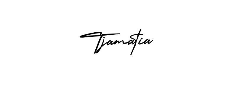 You should practise on your own different ways (AmerikaSignatureDemo-Regular) to write your name (Tjamatia) in signature. don't let someone else do it for you. Tjamatia signature style 3 images and pictures png
