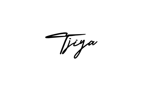 You should practise on your own different ways (AmerikaSignatureDemo-Regular) to write your name (Tjiya) in signature. don't let someone else do it for you. Tjiya signature style 3 images and pictures png