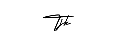 Personalize your online presence with Tjk signature rendered in elegant AmerikaSignatureDemo-Regular font. Great for website footers and blogs. Tjk signature style 3 images and pictures png