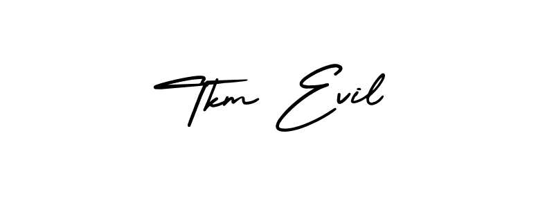 How to make Tkm Evil name signature. Use AmerikaSignatureDemo-Regular style for creating short signs online. This is the latest handwritten sign. Tkm Evil signature style 3 images and pictures png