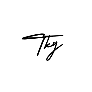 Design your own signature with our free online signature maker. With this signature software, you can create a handwritten (AmerikaSignatureDemo-Regular) signature for name Tky. Tky signature style 3 images and pictures png
