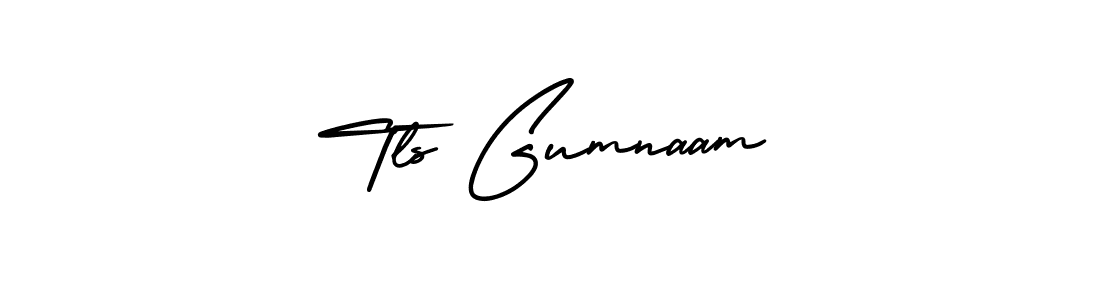 This is the best signature style for the Tls Gumnaam name. Also you like these signature font (AmerikaSignatureDemo-Regular). Mix name signature. Tls Gumnaam signature style 3 images and pictures png