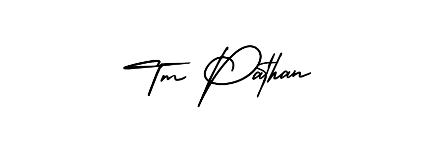 How to make Tm Pathan name signature. Use AmerikaSignatureDemo-Regular style for creating short signs online. This is the latest handwritten sign. Tm Pathan signature style 3 images and pictures png