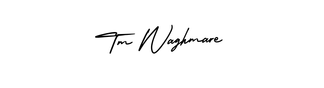 The best way (AmerikaSignatureDemo-Regular) to make a short signature is to pick only two or three words in your name. The name Tm Waghmare include a total of six letters. For converting this name. Tm Waghmare signature style 3 images and pictures png