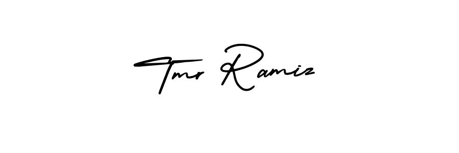 This is the best signature style for the Tmr Ramiz name. Also you like these signature font (AmerikaSignatureDemo-Regular). Mix name signature. Tmr Ramiz signature style 3 images and pictures png