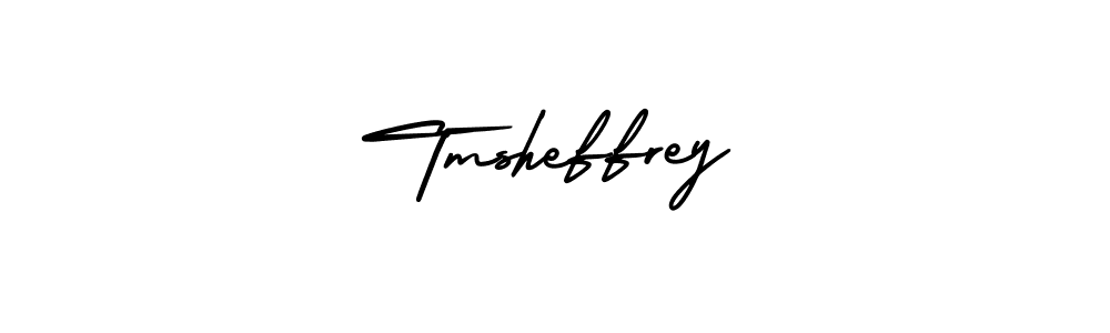 The best way (AmerikaSignatureDemo-Regular) to make a short signature is to pick only two or three words in your name. The name Tmsheffrey include a total of six letters. For converting this name. Tmsheffrey signature style 3 images and pictures png
