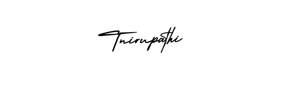 You should practise on your own different ways (AmerikaSignatureDemo-Regular) to write your name (Tnirupathi) in signature. don't let someone else do it for you. Tnirupathi signature style 3 images and pictures png