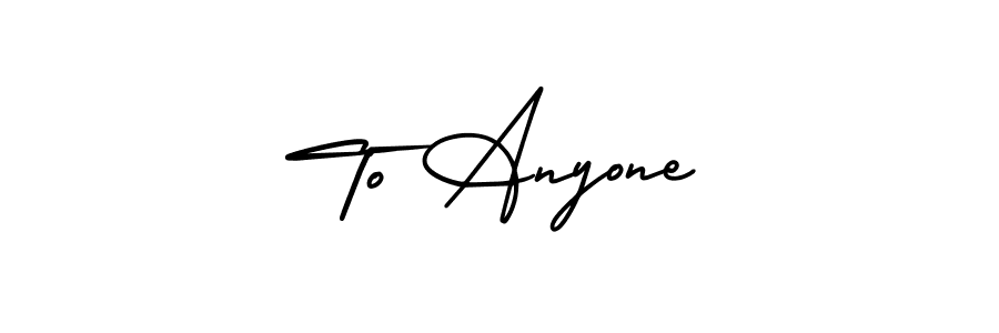 The best way (AmerikaSignatureDemo-Regular) to make a short signature is to pick only two or three words in your name. The name To Anyone include a total of six letters. For converting this name. To Anyone signature style 3 images and pictures png