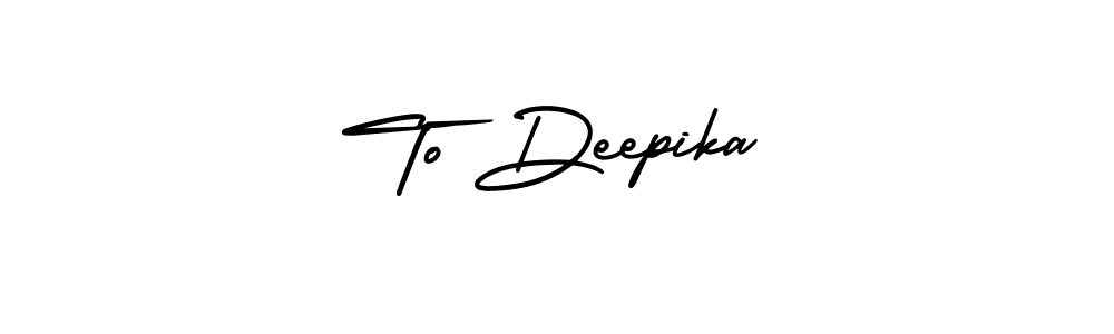 You should practise on your own different ways (AmerikaSignatureDemo-Regular) to write your name (To Deepika) in signature. don't let someone else do it for you. To Deepika signature style 3 images and pictures png
