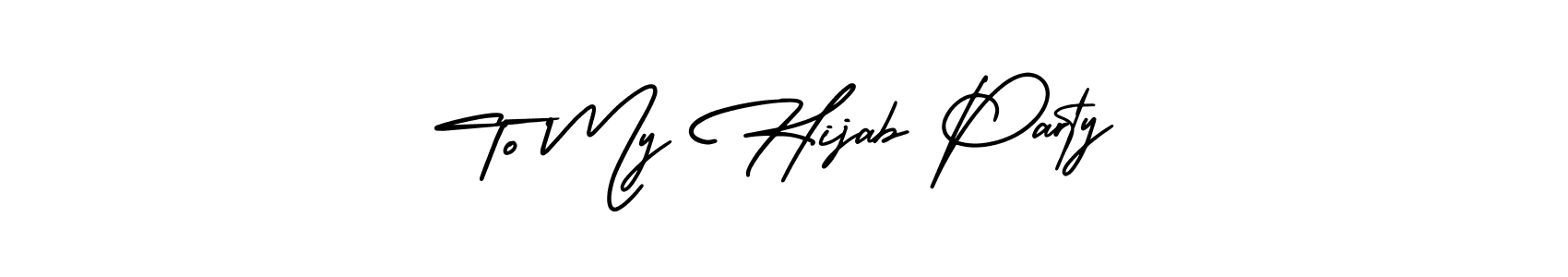 Use a signature maker to create a handwritten signature online. With this signature software, you can design (AmerikaSignatureDemo-Regular) your own signature for name To My Hijab Party. To My Hijab Party signature style 3 images and pictures png