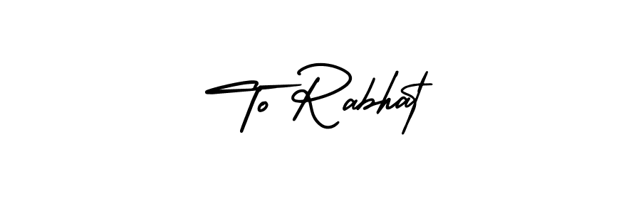 You should practise on your own different ways (AmerikaSignatureDemo-Regular) to write your name (To Rabhat) in signature. don't let someone else do it for you. To Rabhat signature style 3 images and pictures png