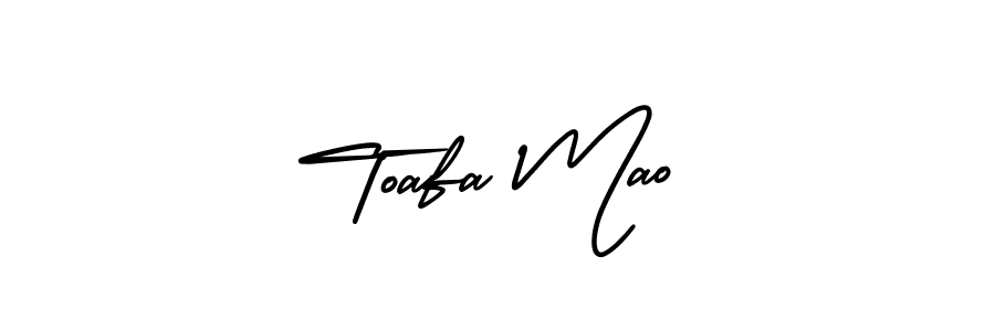 The best way (AmerikaSignatureDemo-Regular) to make a short signature is to pick only two or three words in your name. The name Toafa Mao include a total of six letters. For converting this name. Toafa Mao signature style 3 images and pictures png