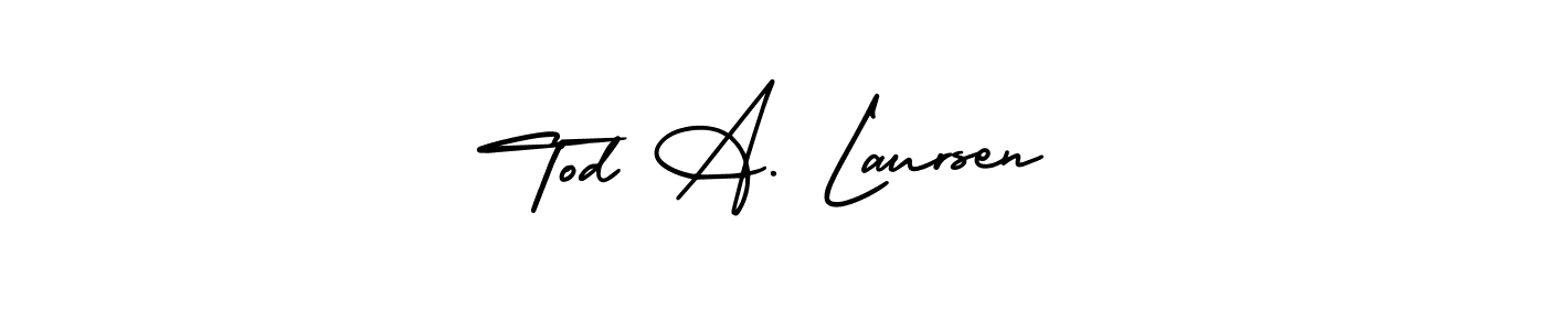 Make a short Tod A. Laursen signature style. Manage your documents anywhere anytime using AmerikaSignatureDemo-Regular. Create and add eSignatures, submit forms, share and send files easily. Tod A. Laursen signature style 3 images and pictures png
