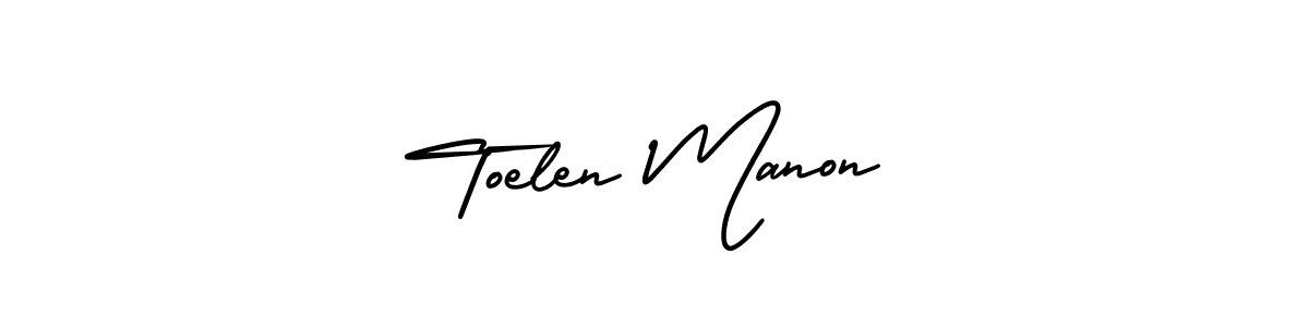 How to Draw Toelen Manon signature style? AmerikaSignatureDemo-Regular is a latest design signature styles for name Toelen Manon. Toelen Manon signature style 3 images and pictures png