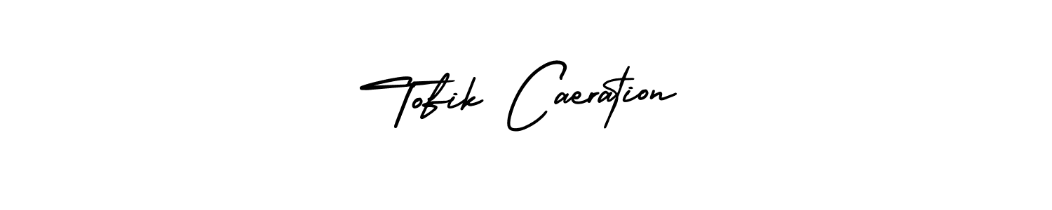 Make a short Tofik Caeration signature style. Manage your documents anywhere anytime using AmerikaSignatureDemo-Regular. Create and add eSignatures, submit forms, share and send files easily. Tofik Caeration signature style 3 images and pictures png