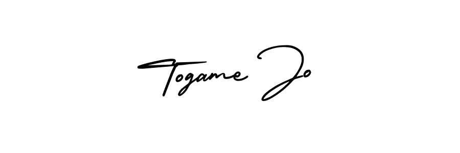 How to make Togame Jo name signature. Use AmerikaSignatureDemo-Regular style for creating short signs online. This is the latest handwritten sign. Togame Jo signature style 3 images and pictures png